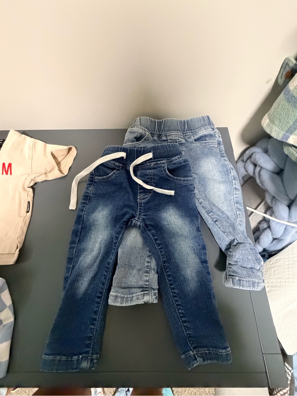 Little Bipsy Dual-Tone Denim Joggers - Dark & Light Blue